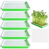 EBaokuup 5 Pcs Seed Sprouter Tray with Drain Holes - BPA Free Seed Germination Propagation Trays, Soil-Free Wheatgrass Bean Sprouts Microgreens Growing Kit with Germinating Paper