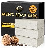 O Naturals 7.76 oz (3PC) Exfoliating Soap Bar Cedarwood - Heavy Grit Mens Soap - All Natural Exfoliation Bar Soap for Men - Apricot Kernels Bar Soap - Face Soap Bar - Moisturizing Mens Face Bar Soap