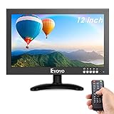 Eyoyo 12'' inch Small HDMI CCTV Monitor, 1366x768 IPS Metal Housing LED Screen W/Wall Bracket&Remote Control with HDMI/VGA/AV/BNC Input Built-in Speakers for PC, Security Camera, Raspberry Pi