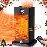 Space Heaters for Indoor Use,2023 Upgraded PTC Space Heater Large Room 1500W,2s Fast Heating Heater with Sensor/Humidifier/3D Flame Effect/Oscillating,Heater for Bedroom,Office,Heat Up 260 sq.ft