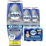 Dawn Dish Soap EZ-Squeeze Platinum Dishwashing Liquid + Non-Scratch Sponges for Dishes, Refreshing Rain Scent, Includes 3x18oz Bottles + 2 Sponges