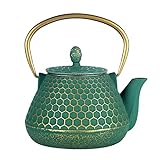 Cast Iron Tea Kettle, Japanese Tetsubin Teapot Coated with Enameled Interior, Durable Cast Iron Teapot with Stainless Steel Infuser for Stovetop Safe(1000ml/34oz)