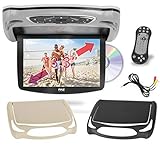 Pyle Car Roof Mount DVD Player Monitor 13.3 inch Vehicle Flip Down Overhead Screen- HDMI SD USB Card Input with Built-in IR Transmitter for Wireless IR Headphone, 3 Style Colors - Pyle PLRD146