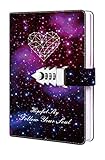 ZXHQ Starry Sky Lock Leather Journal Combination Lock Notebook, A7 Personal Pocket Constellation Writing Diary,Hardcover Mini Small Notepad Gifts for Women Kids Girls
