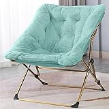 OAKHAM Comfy Saucer Chair, Folding Faux Fur Lounge Chair for Bedroom and Living Room, Flexible Seating for Kids Teens Adults, X-Large (Faux Fur-Mint)