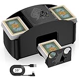 HJCMikee Automatic Electric Card Shuffler for 1-2 Deck Standard Poker Size & Bridge Cards, Family Game Night or Casino Playing Card Machine for UNO Skip Bo Phase 10 etc Cards, Battery&USB-C Powered