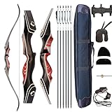 PMZ Recurve Bow Set, Professional Archery Hunting Bow Kit, 60'' Takedown Recurve Bow More Ideal for Archery Enthusiasts and Hunters, Right Hand (60lbs,Coral Snake Set)
