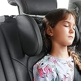 JZCreater Car Headrest Pillow, 360° Adjustable Headrest, U- Shaped Mountable on Car Seat Pillow, Head, Neck Support, Travel Sleeping Headrest, Suitable for Kids, Adults (Black)