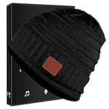 Wireless Beanie Hat Musical Hat for Outdoor Sports & Christmas Gifts for Teenagers Men and Women(Black