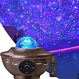 Homcasito Star Projector Night Light Adjustable Ocean Wave Projector with Remote Control Built-in Bluetooth Speaker Best for Gifts Birthday Party Wedding Bedroom Decor(Wood Grain)