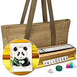 Yellow Mountain Imports American Mahjong Game Set, Panda - with Earthy Green Soft Case, All-in-One Racks with Pushers, Wright Patterson Scoring Coins, Dice and Wind Indicator