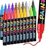 IVSUN Paint Pens Paint Markers, 20 Colors Oil-Based Waterproof Paint Marker Pen Set, Never Fade Quick Dry and Permanent, Works on Rocks Painting, Wood, Fabric, Plastic, Canvas, Glass, Mugs