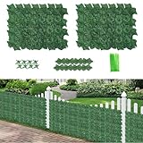 Duerer Artificial Ivy Fence Privacy Screen, 18pcs 15.7x11.8inch(23.3sq.ft) Faux Ivy Vines Fence Cover Privacy Artificial Hedges Greenery Grass Wall Panel with Zip Ties for Outdoor Indoor Garden Decor