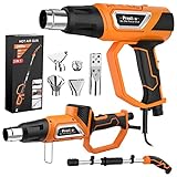 Heat Gun, Preciva 2000W Hot Air Gun Kit with 3-Temp Settings (140℉-1112℉), Extension Rod and 5 Nozzles, Overload Protection Function for PVC Shrinking and Paint Removing.
