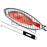 RTT's Fish Grill Basket - Premium Stainless Steel Large Fish Basket for Grilling - Portable Folding Grill Basket For Fish With Detachable Handle - Perfect for Cooking Whole Fish