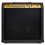 LyxPro 60 Watt Electric Guitar Amplifier | Combo Solid State Studio & Stage Amp with 10” 4-Ohm Speaker, Custom EQ Controls, Drive, Delay, ¼” Passive/Active/Microphone Inputs, Aux In & Headphone Jack