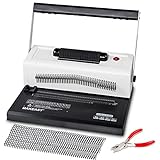 MAKEASY Spiral Coil Binding Machine for LTR/A4 - Disengaging Pins - 4 to 1 Pitch - 20 Sheet Punch Capacity - Electric Coil Inserter - Adjustable Side Margin, with Free 100pcs Coil Spines & Crimper