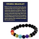 Believe London® Chakra Bracelet with Jewelry Bag & Meaning Card | Adjustable Bracelet to Fit Any Wrist | 7 Chakra Natural Stone | Healing Reiki Yoga (6.5 Inch Bracelet)