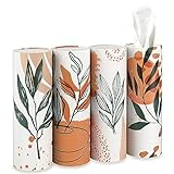 Car Tissue Holder with 3-ply Facial Tissues Bulk, UBTKEY 4 Pack Car Tissues Cylinder, Round Tissue Boxes for Car, Round Tube Car Tissue Box Round Container for Home Bathroom Office (Boho Style)