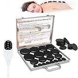 AICNLY Hot Stones Massage Set with Temperature Adjustment and Timer Function-20 Pcs Basalt Hot Stones with Heater Kit, Professional Massage Tool for Spa, Relieve Tension and Muscle Pain
