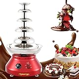 Flyseago Chocolate Fountain Commercial Hot Chocolate Fondue Tower 5 Tier 7-Pound Large Capacity Stainless Steel Chocolate Melting Heating Machine for Nacho Cheese Liqueurs Party Wedding (Vintage Red)