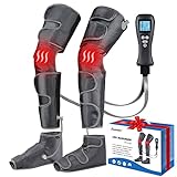 Leg Massager with Air Compression for Circulation & Muscles Relaxation, 2 Heat Levels Function, Feet Calf Thigh Massage Sequential Massager Device with Handheld Controller, 4 Modes 4 Intensities