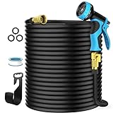 100 Feet Expandable Garden Hose, Aterod 10 Functions Spray Nozzle, 50 Layers Nano Rubber Lightweight No-Kink Water Pipe with Solid Brass Connector for Watering and Washing 100ft Flexible Hose