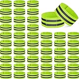 Zubebe 48 Pieces Reflective Bands Reflector Bands for Wrist, Arm, Ankle, Leg, High Visibility Reflective Gear Safety Reflector Tape Straps for Night Walking, Cycling and Running (Green)