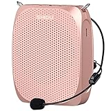 SHIDU Portable Mini Voice Amplifier with Wired Microphone Headset and Waistband, Rechargeable Personal Amplifier Supports MP3 Format Audio for Teachers Tour Guides Coaches Yoga Fitness Instructors