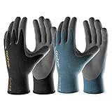 COOLJOB Micro-Foam Nitrile Safety Work Garden Gloves with Touchscreen Fingers, 6 Pairs Lightweight Working Gloves for Men’s Sweaty Hands, Non-slip Coated Grip Fits Most Tasks, Large, Blue & Black