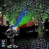 Laser Projector Lights Outdoor, Moving Red Green Blue 3 Color Starry Lights Show Laser Projection Light with RF Control, Outdoor Waterproof Holiday Decor for Party Garden Christmas Halloween New Year