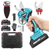Electric Pruning Shears 30mm, TOMTASK Cordless Tree Pruner Heavy Duty w/ 2x2.0Ah Rechargeable Battery, SK5 Replacement Blade,6-8H Working, 6000cuts, Power Scissors for Gardening, Trimming Branch, Bush