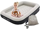 King Koil Premium Inflatable Toddler Travel Bed with Built-in Safety Bumper, Portable Air Mattress Airbed for Kids Travel, Includes High-Speed Pump - Black, 1-Year Manufacturer Warranty