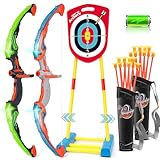 Bow and Arrow for Kids 6-8 8-12, [2023 New] Archery Toy Set for Kids 6+ with Standing Target - Rechargeable/2 Light Up Bows/20 Arrows, Toys for Kids 4-6 7 8 9 10-12 Boys Girls Christmas Birthday Gifts