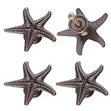 LEE House 4 Pieces Novelty Starfish Shape Door Knobs Drawer Cabinet Cupboard Single Hole Pull Handles Bronze Color