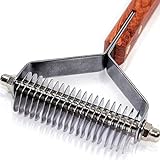 PawsPamper Undercoat Rake for Dogs & Cats - Pain Free Deshedding Brush + Quick & Easy Dematting Tool