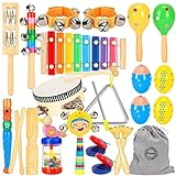 Ehome Musical Instruments Toys for Toddlers 1-3, Baby Kids Musical Instruments, Wooden Percussion Instruments Preschool Educational Musical Toys Set for Boys and Girls Gifts with Storage Bag