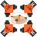 90 Degree Angle Clamps , Woodworking Corner Clip, Right Angle Clip Fixer, Set of 4 Clamp Tool with Adjustable Hand Tools (orange+black)