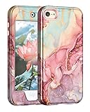 Btscase for iPod Touch 7 Case,iPod Touch 6 Case,iPod Touch 5 Case, Marble Pattern Heavy Duty Shockproof Hard PC+Soft Silicone Drop Protective Women Girl Covers for iPod Touch 5th/6th/7th Gen,Rose Gold