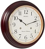 Seiko 12 Inch Grain Finish Wall Clock with Numerals and Dual Quarter Hour Chimes