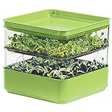 GARDENS ALIVE! Seed Sprouter Kit, Two Tier Stackable Seedling Starter Tray with Lid, Microgreens Propagator Mini Plant Grow Trays, Germinate Seeds Indoors, Healthy Snacks, Bean Sprouts, Soil Free