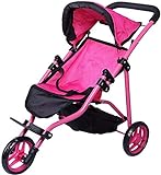 Precious toys Baby Doll Stroller, Doll Stroller for Toddlers and 2-Year-Old Girls and Older, Hot Pink with Hood, Basket and Foam Handles, (PT0129A)