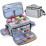 Luxja High Capacity Sewing Accessories Organizer (Bag ONLY), Sewing Supplies Organizer with Shoulder Strap (Patent Design), Polka Dots