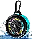 SKYWING Soundace S6 IPX7 Waterproof Shower Speaker 5W Bass+ Bluetooth Speaker with Suction Cup Hook Lanyard RGB Light, Premium Mini Portable Outdoor Wireless Speaker for Bike Pool Beach