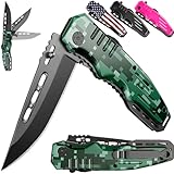 Spring Assisted Knife - Pocket Folding Knife - Military Style - Tactical Knife - Good for Camping Hunting Survival Indoor and Outdoor Activities Mens Gift 6681 N