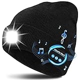 Bluetooth LED Beanie Hats with Light,Beanie with Light and Bluetooth Headphones, Outdoorsman Gifts for Men(Black)