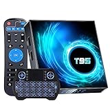 EASYTONE Android TV Box 10.0, T95 Android Box TV 2GB RAM 16GB ROM H616 Quad-Core CPU 2.4/5GHz WiFi 100M LAN Ethernet BT 4.0 4K 6K H.265 Decoding Smart TV Box with Backlit Mini Wireless Keyboard