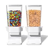 Cereal Dispenser Countertop, 5L Cereal Containers Storage Dispenser for Pantry, Large Dry Food Cereal Dispenser, Not Easy to Crush Cereal, Can Hold Oatmeal, Candy, Snack, Grain, Pet Food (White, 2Pc)