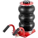 VEVOR Air Jack, 3 Ton/6600 lbs Triple Bag Air Jack, Airbag Jack with Six Steel Pipes, Lift up to 17.7 inch/450 mm, 3-5 s Fast Lifting Pneumatic Jack, with Side Handles for Car, Garage, Repair (Red)