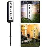 T-SUN Solar Address Sign, Solar House Number Sign for Outside Waterproof, Warm/Cool White Lighted House Numbers LED Solar Powered Address Plaques Driveway Marker for Home Yard Street